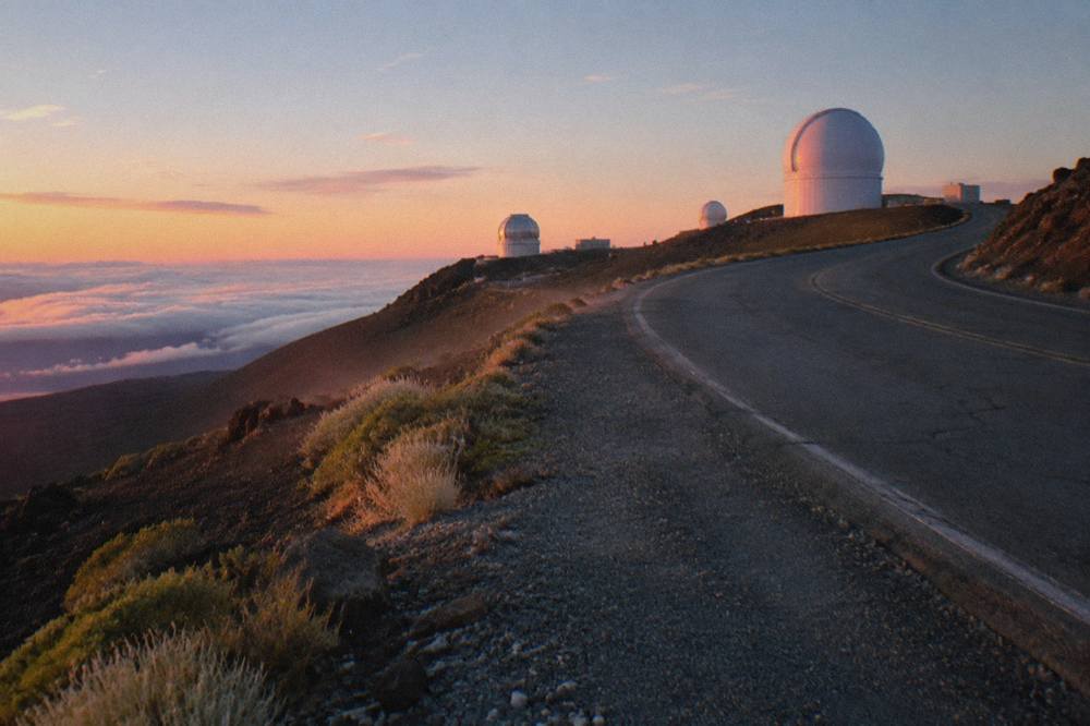 Winding road leading up to Haleakala summit in early morning light