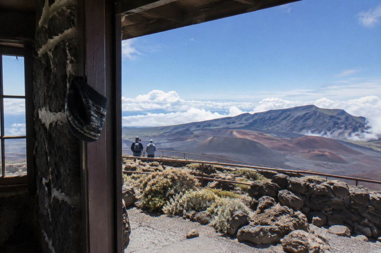 Open crater landscape at the top of Haleakala under a wide sky
