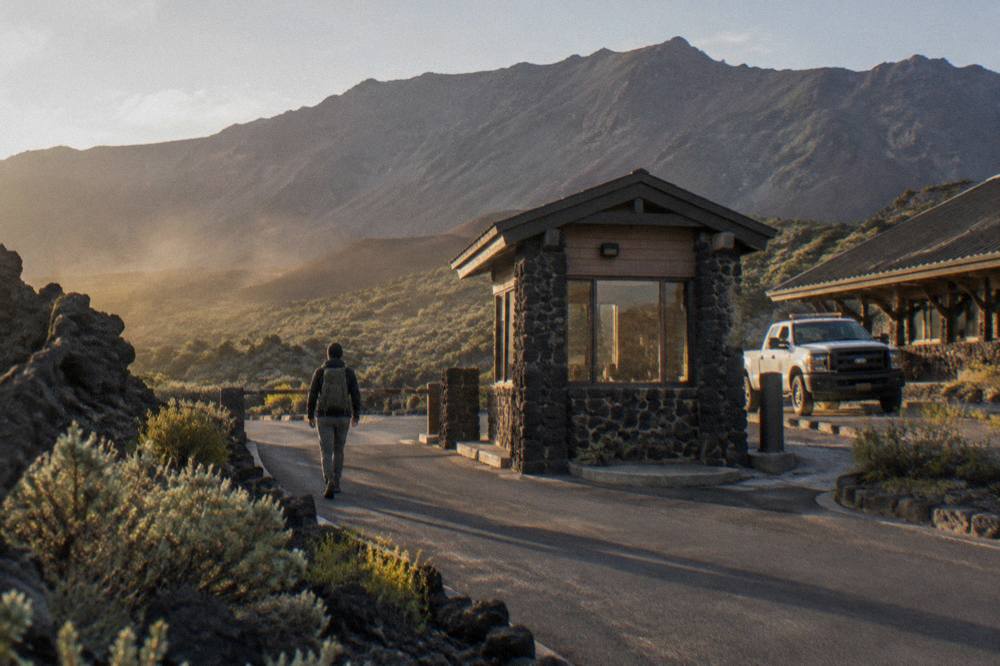 Entrance station sign at the Haleakala Summit District gate