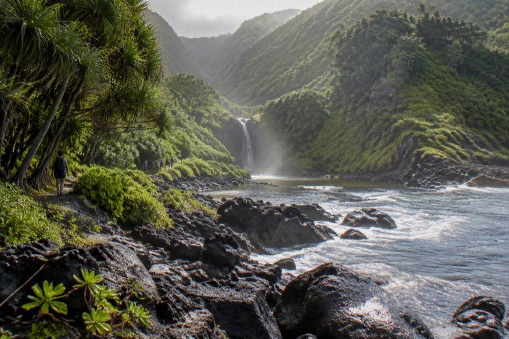 Coastal valley landscape in the Kipahulu District of Maui